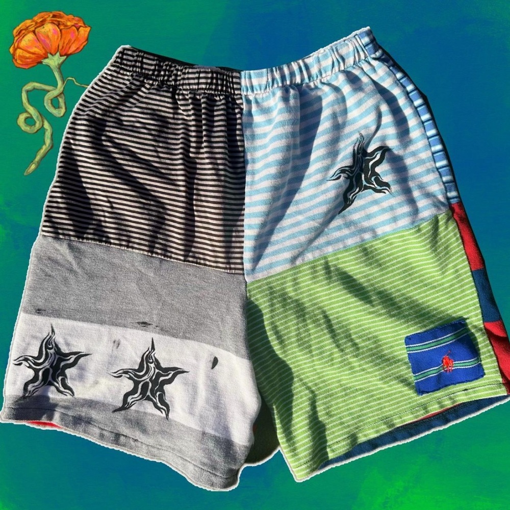 Upcyled patchwork polo Ralph Lauren shorts size S